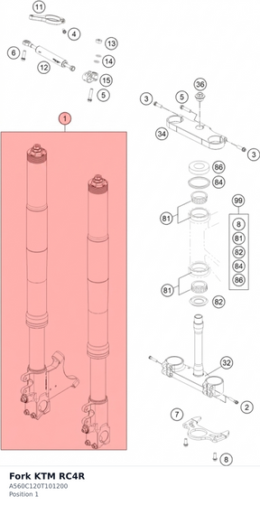 Diagram preview: Fork KTM RC4R (A560C120T101200)