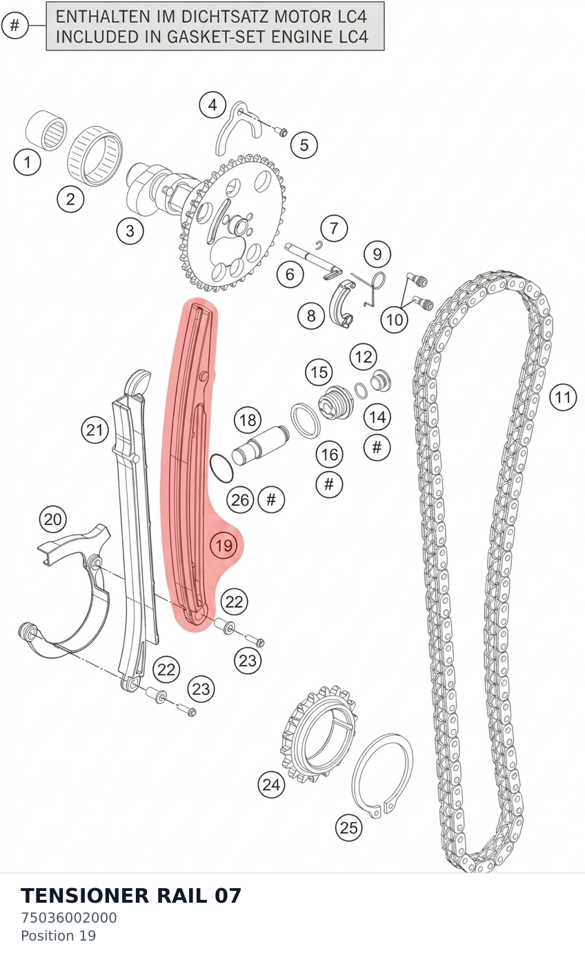 Diagram preview: TENSIONER RAIL              07 (75036002000)