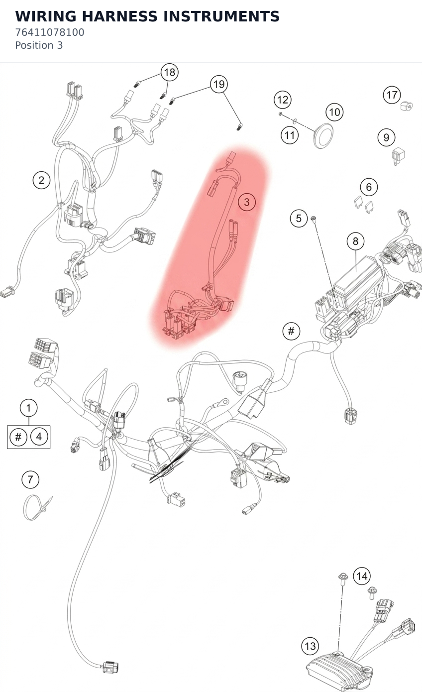Diagram preview: WIRING HARNESS INSTRUMENTS (76411078100)