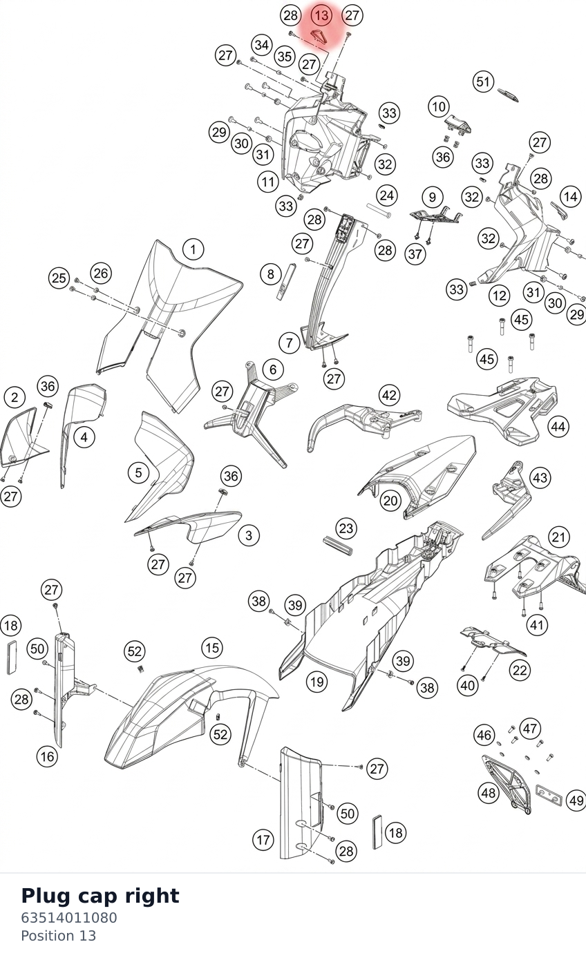 Diagram preview: Plug cap right (63514011080)