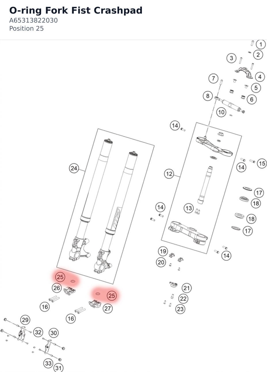 Diagram preview: O-ring Fork Fist Crashpad (A65313822030)