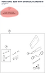 Diagram preview: HEXAGONAL BOLT WITH EXTERNAL HEXAGON WITH COLLAR M8X12 TX40 (0025080126)