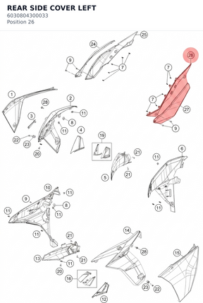 Diagram preview: REAR SIDE COVER LEFT (6030804300033)