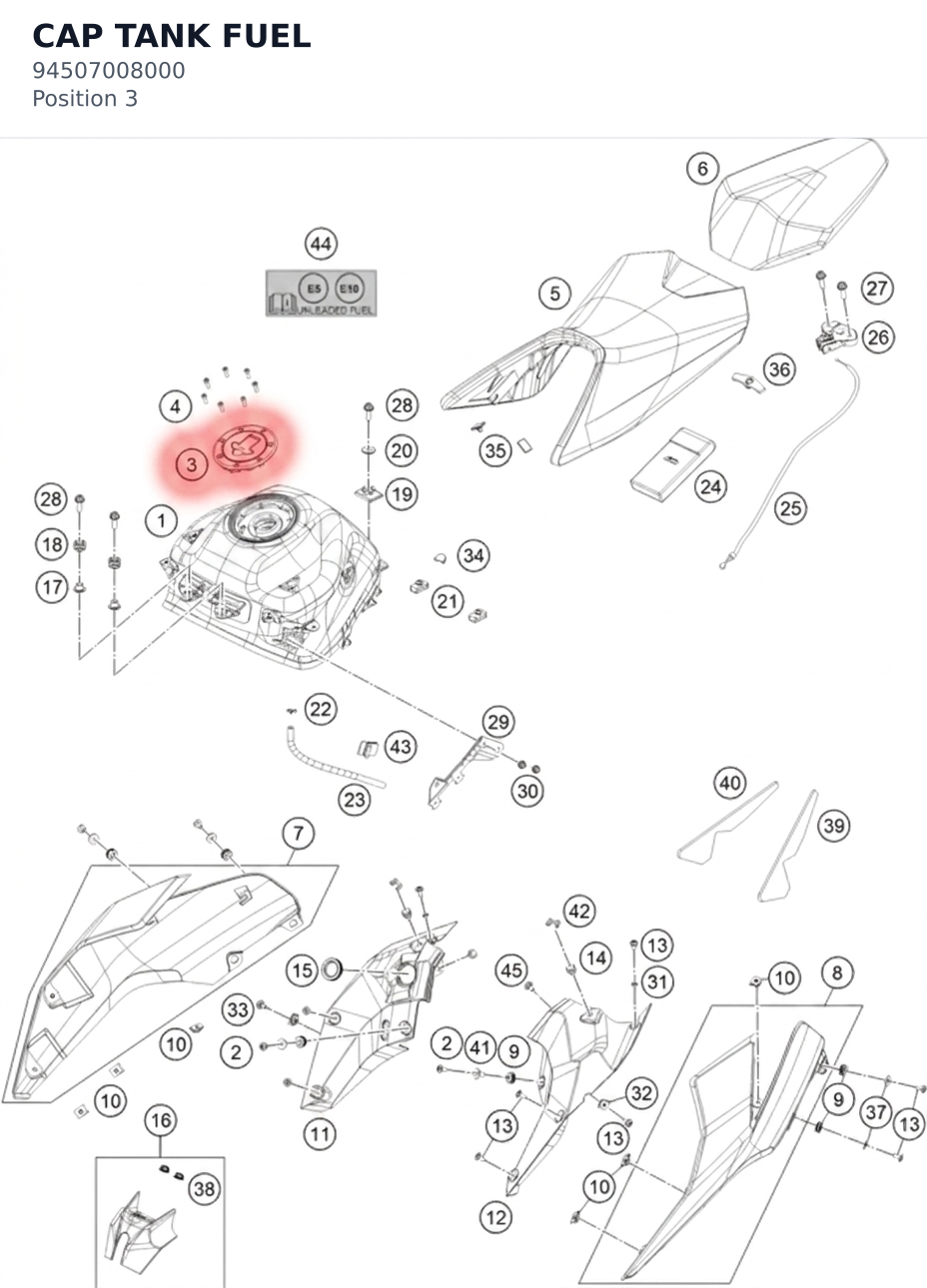 Diagram preview: CAP TANK FUEL (94507008000)