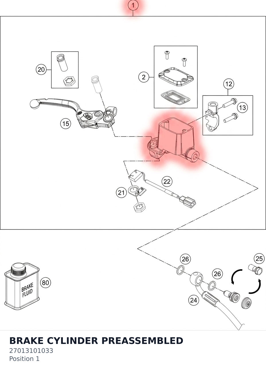 Diagram preview: BRAKE CYLINDER PREASSEMBLED (27013101033)