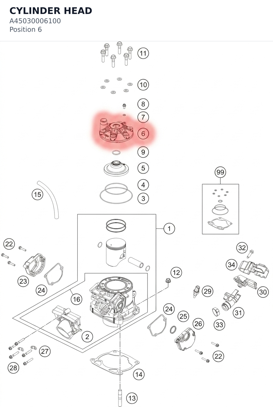 Diagram preview: CYLINDER HEAD (A45030006100)