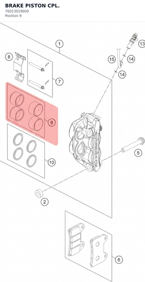 Diagram preview: BRAKE PISTON CPL. (76013019000)