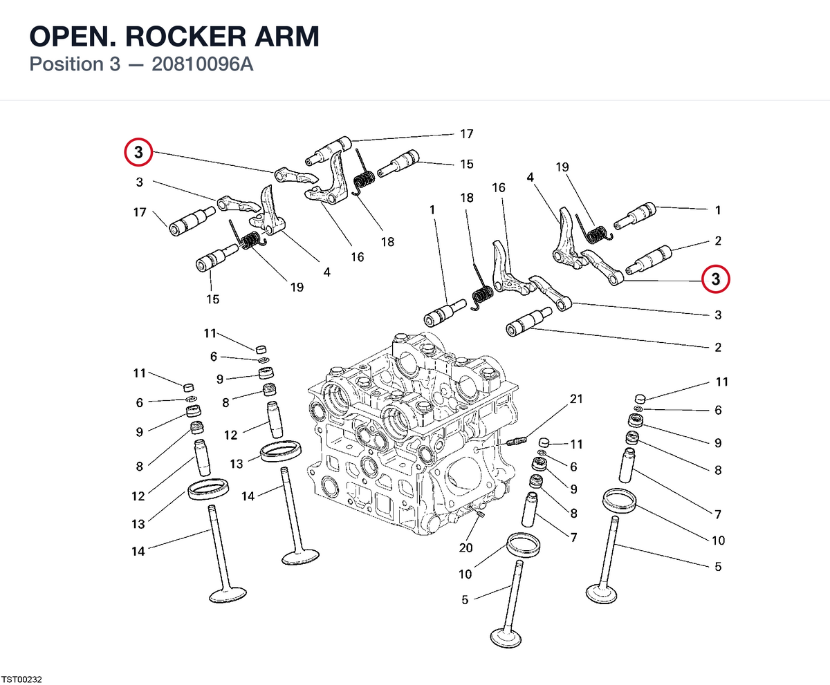 OPEN. ROCKER ARM 20810096A diagram position