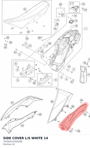 Diagram preview: SIDE COVER L/S WHITE 14 (7650814100028B)