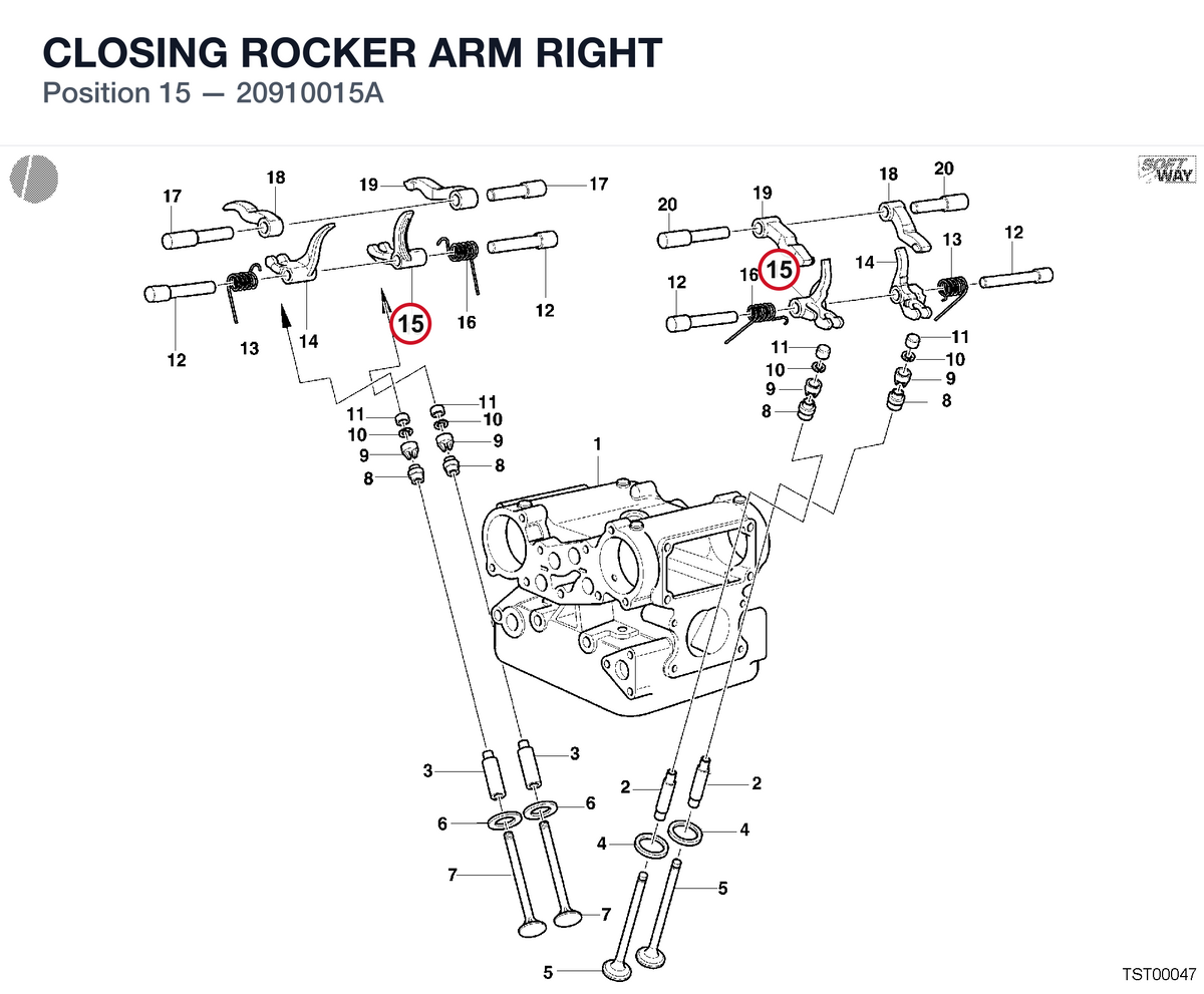 CLOSING ROCKER ARM RIGHT 20910015A diagram position