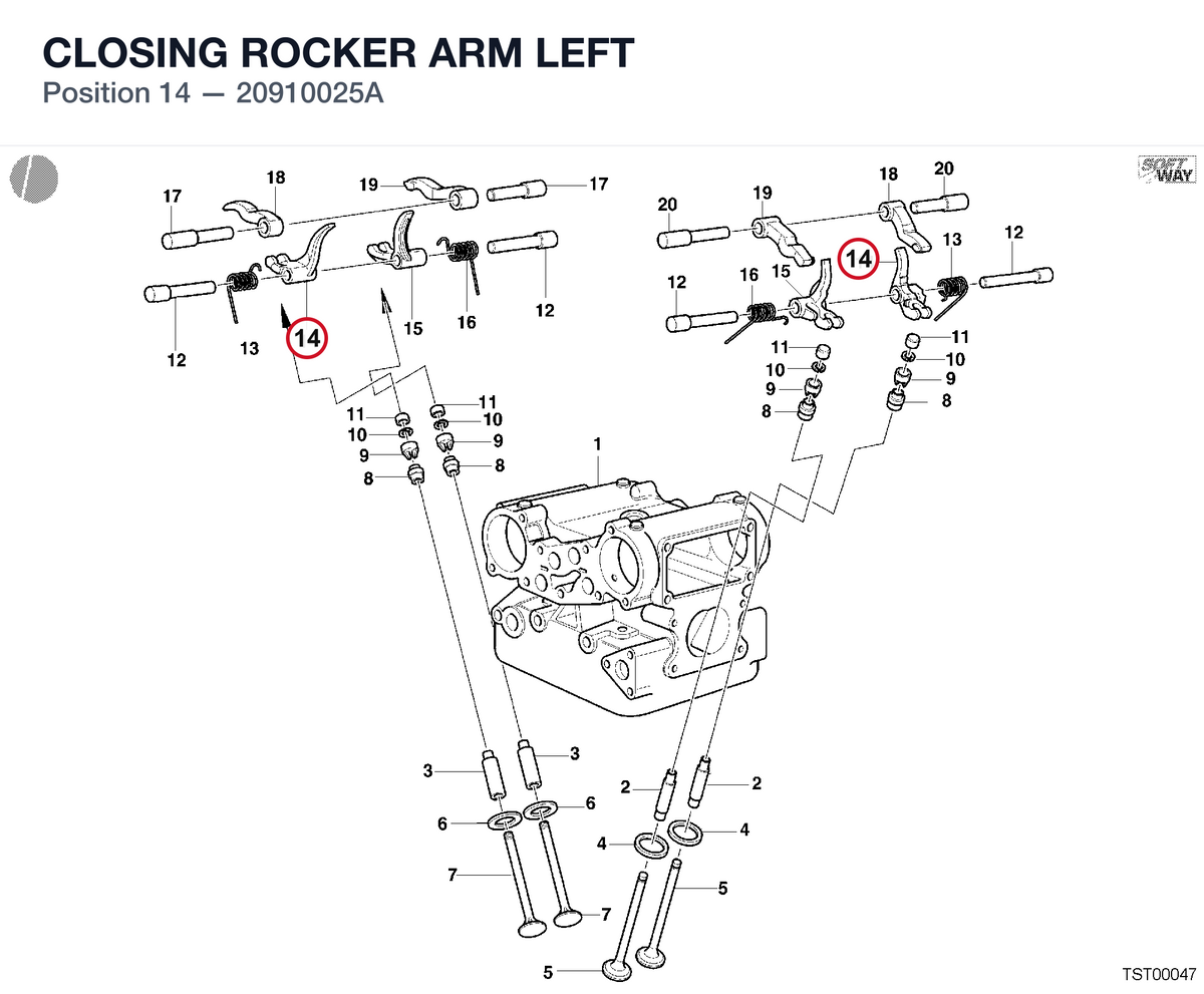 CLOSING ROCKER ARM LEFT 20910025A diagram position