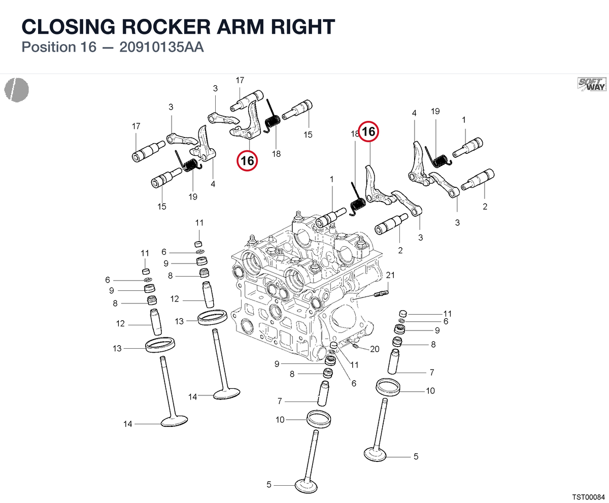CLOSING ROCKER ARM RIGHT 20910135AA diagram position