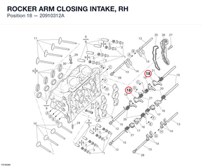 ROCKER ARM CLOSING INTAKE, RH 20910312A diagram position