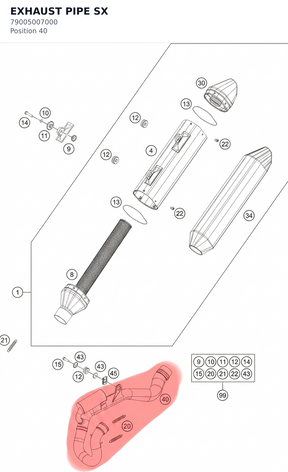 Diagram preview: EXHAUST PIPE SX (79005007000)
