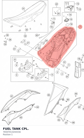 Diagram preview: FUEL TANK CPL. (7650701324433A)