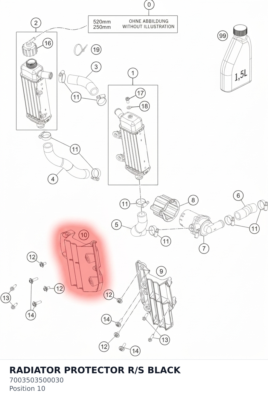 Diagram preview: RADIATOR PROTECTOR R/S BLACK (7003503500030)