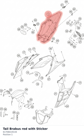 Diagram preview: Tail Brabus red with Sticker (61708A19144)