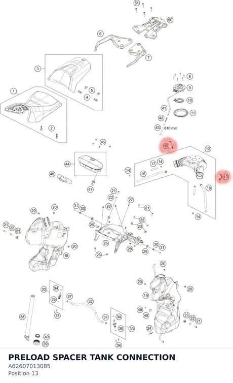Diagram preview: PRELOAD SPACER TANK CONNECTION (A62607013085)
