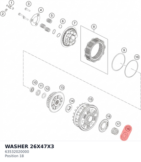 Diagram preview: WASHER 26X47X3 (63532020000)