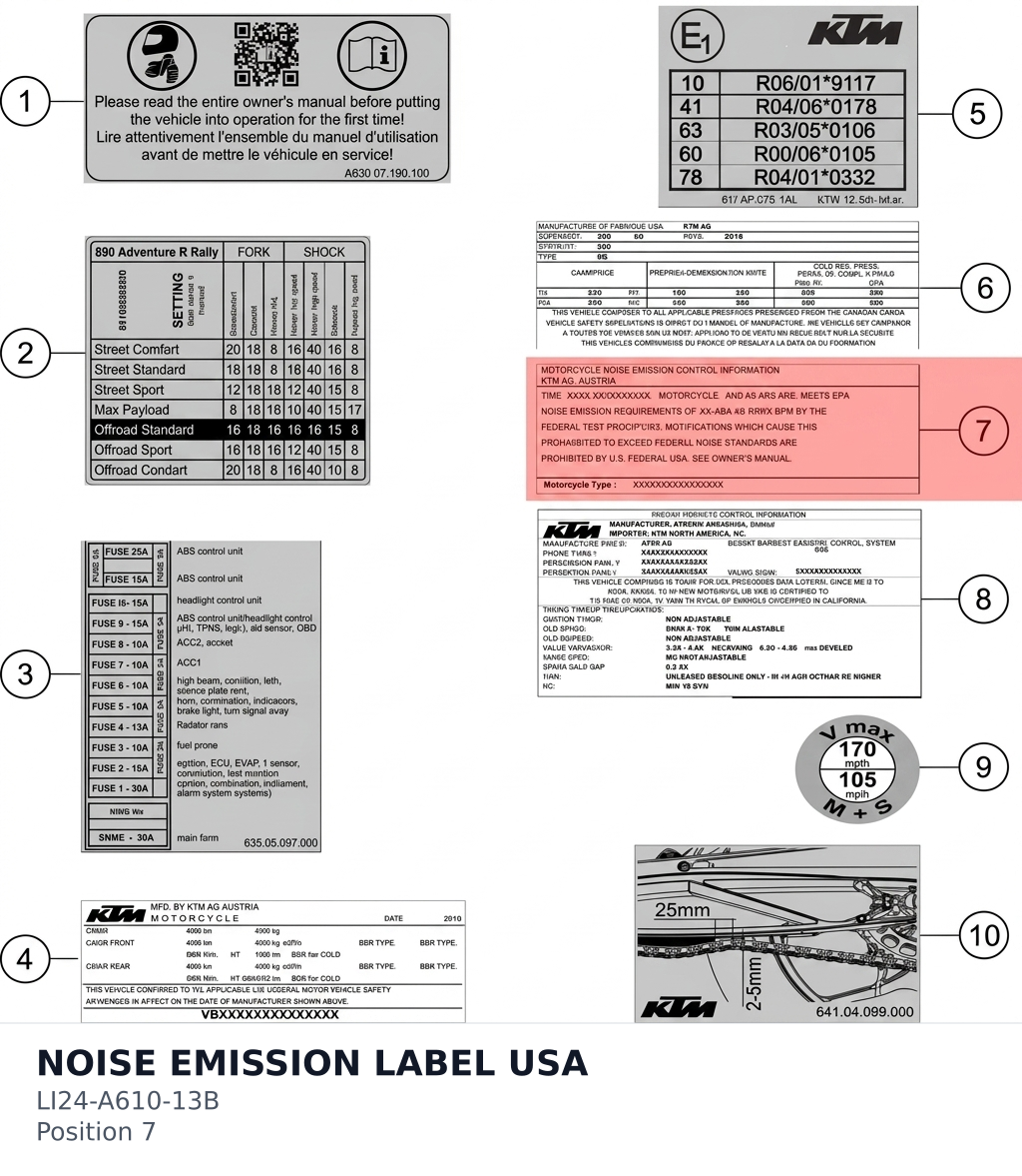 Diagram preview: NOISE EMISSION LABEL USA (LI24-A610-13B)