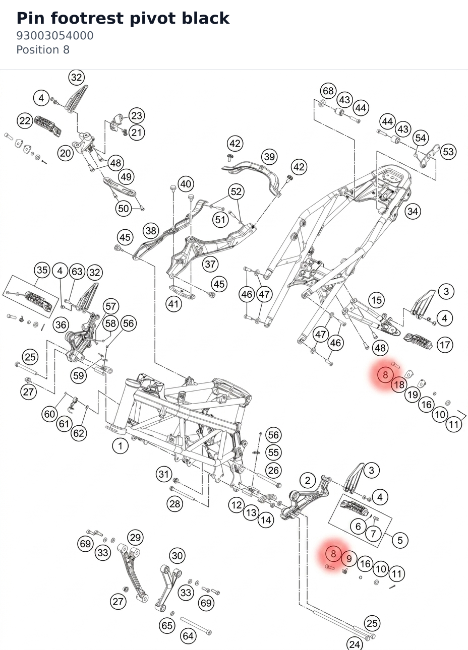 Diagram preview: Pin footrest pivot black (93003054000)