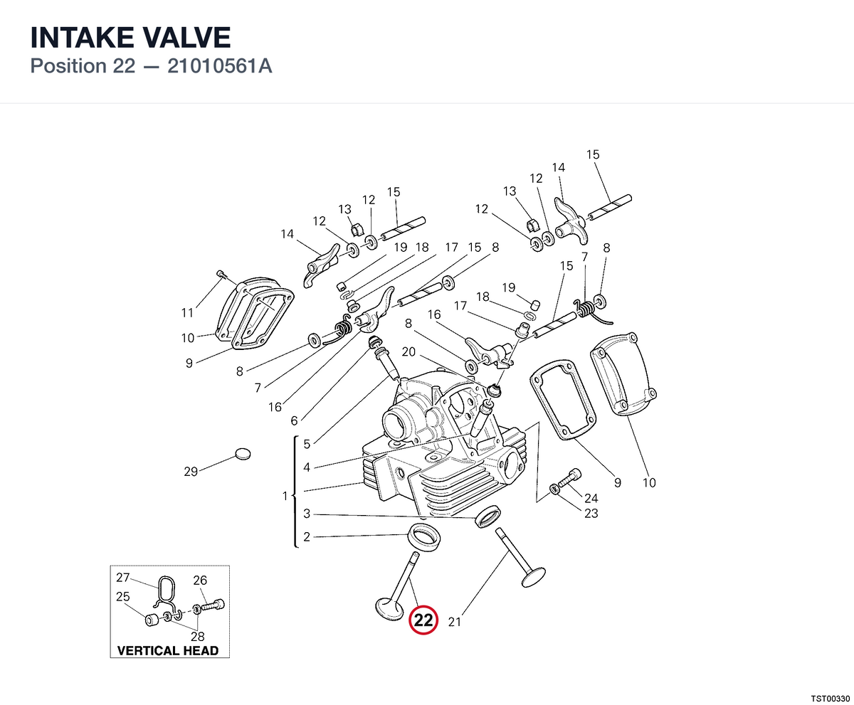 INTAKE VALVE 21010561A diagram position