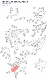 Diagram preview: HEX COLLAR SCREW, M5X18 (J900000501800)