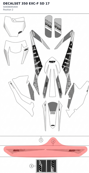 Diagram preview: DECALSET 350 EXC-F SD 17 (50408095400)