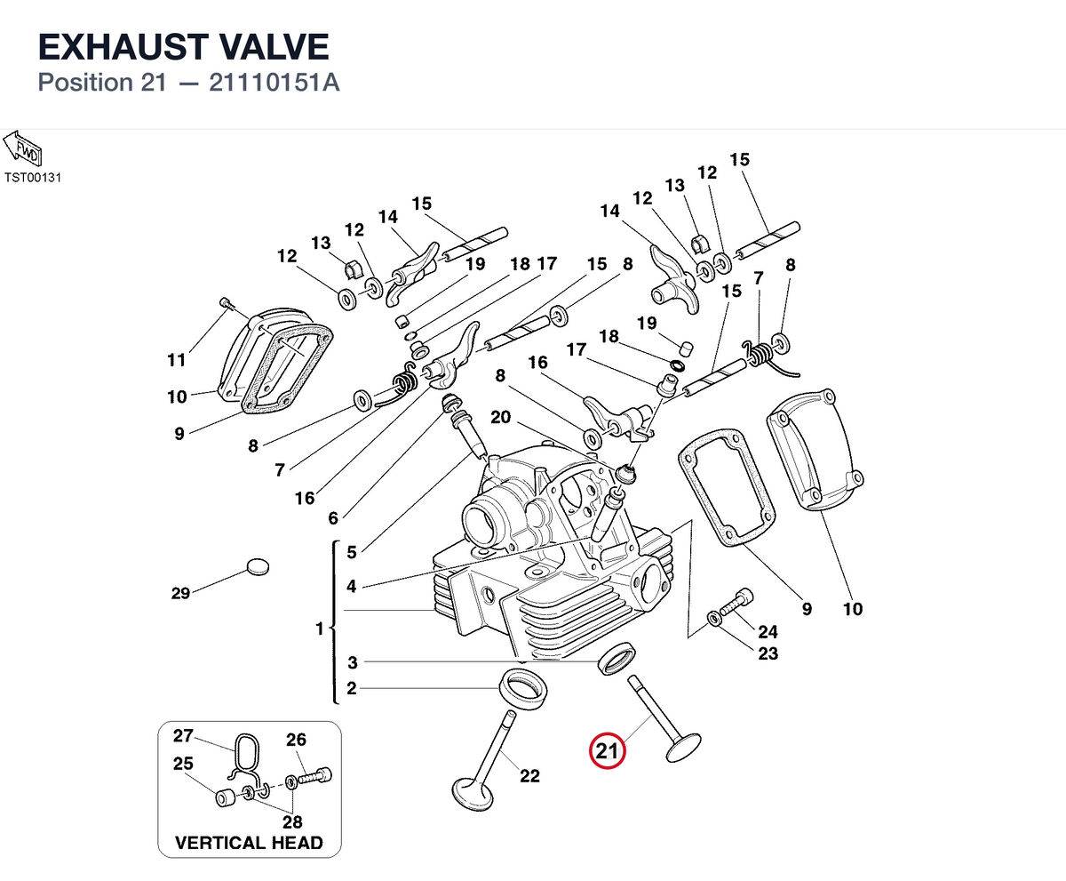 EXHAUST VALVE 21110151A diagram position
