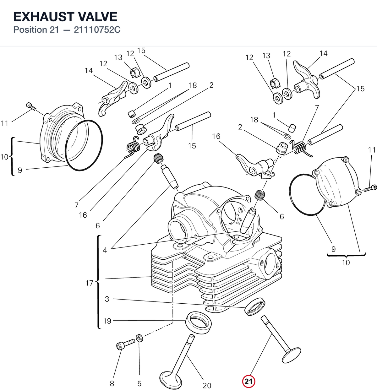 EXHAUST VALVE 21110752C diagram position