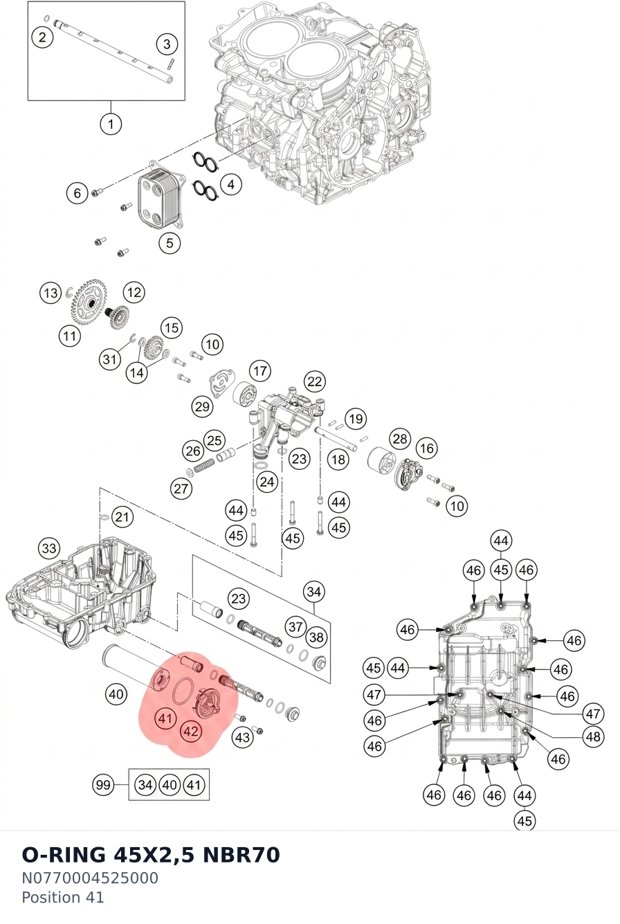 Diagram preview: O-RING 45X2,5 NBR70 (N0770004525000)