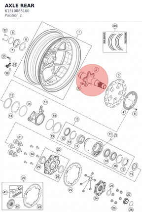 Diagram preview: AXLE REAR (61310085100)