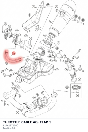Diagram preview: THROTTLE CABLE AG, FLAP 1 (61441171000)