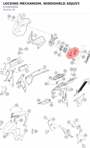 Diagram preview: LOCKING MECHANISM, WINDSHIELD ADJUST. (61508008060)