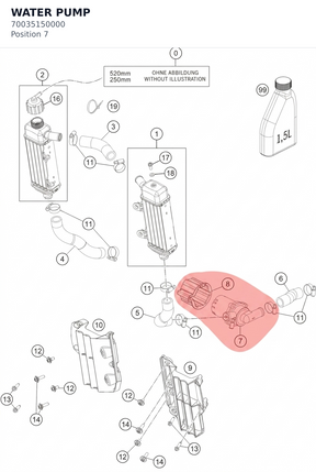Diagram preview: WATER PUMP (70035150000)