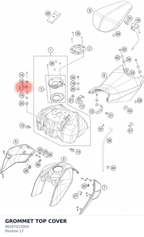 Diagram preview: GROMMET TOP COVER (90107013004)