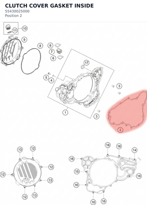 Diagram preview: CLUTCH COVER GASKET INSIDE (55430025000)