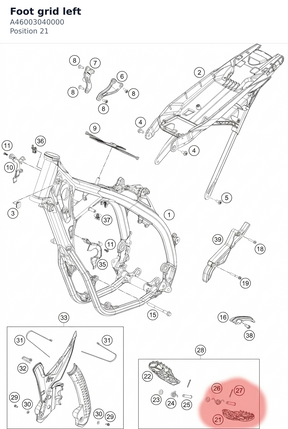 Diagram preview: Foot grid left (A46003040000)