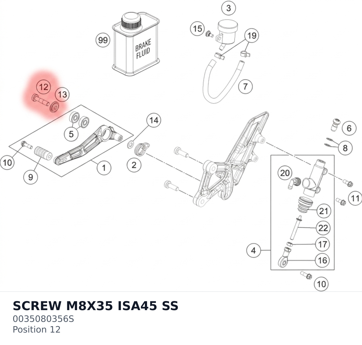 Diagram preview: SCREW M8X35 ISA45 SS (0035080356S)
