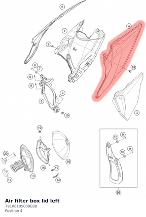 Diagram preview: Air filter box lid left (79106105000EBB)
