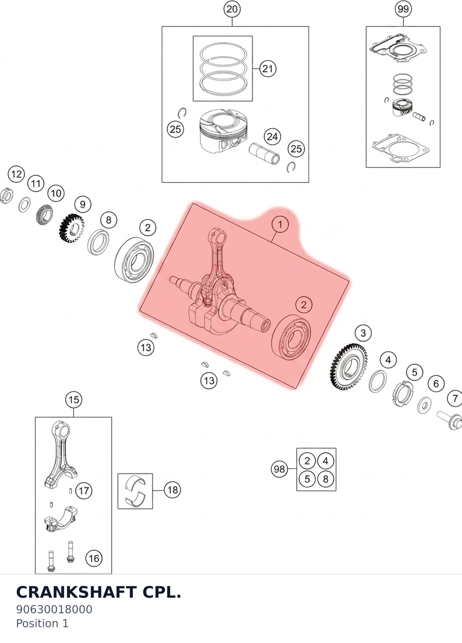 Diagram preview: CRANKSHAFT CPL. (90630018000)