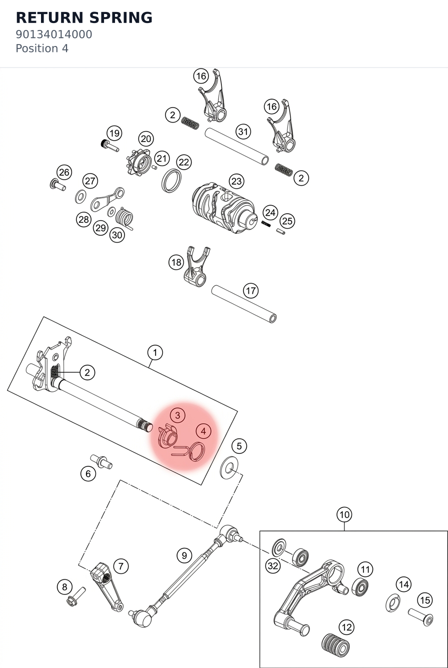 Diagram preview: RETURN SPRING (90134014000)