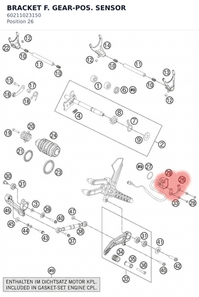 Diagram preview: BRACKET F. GEAR-POS. SENSOR (60211023150)