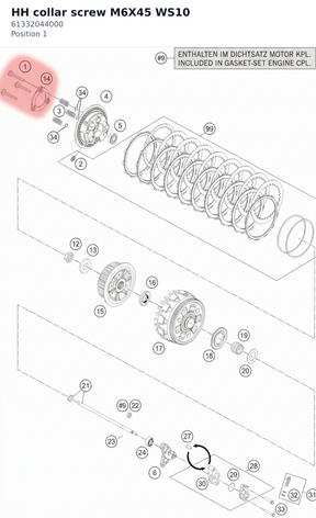 Diagram preview: HH collar screw M6X45 WS10 (61332044000)