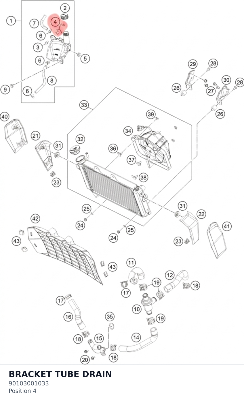 Diagram preview: BRACKET TUBE DRAIN (90103001033)