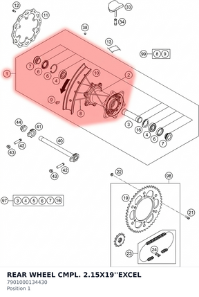 Diagram preview: REAR WHEEL CMPL. 2.15X19''EXCEL (7901000134430)