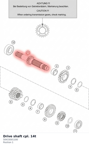 Diagram preview: Drive shaft cpl. 14t (50433001100)