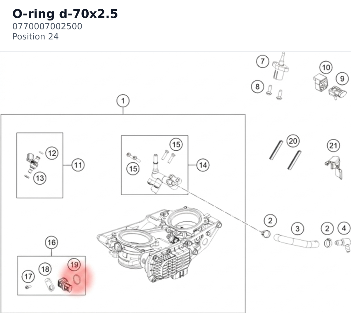 Diagram preview: O-ring d-70x2.5 (0770007002500)
