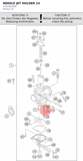 Diagram preview: NEEDLE JET HOLDER 14 (72531022000)
