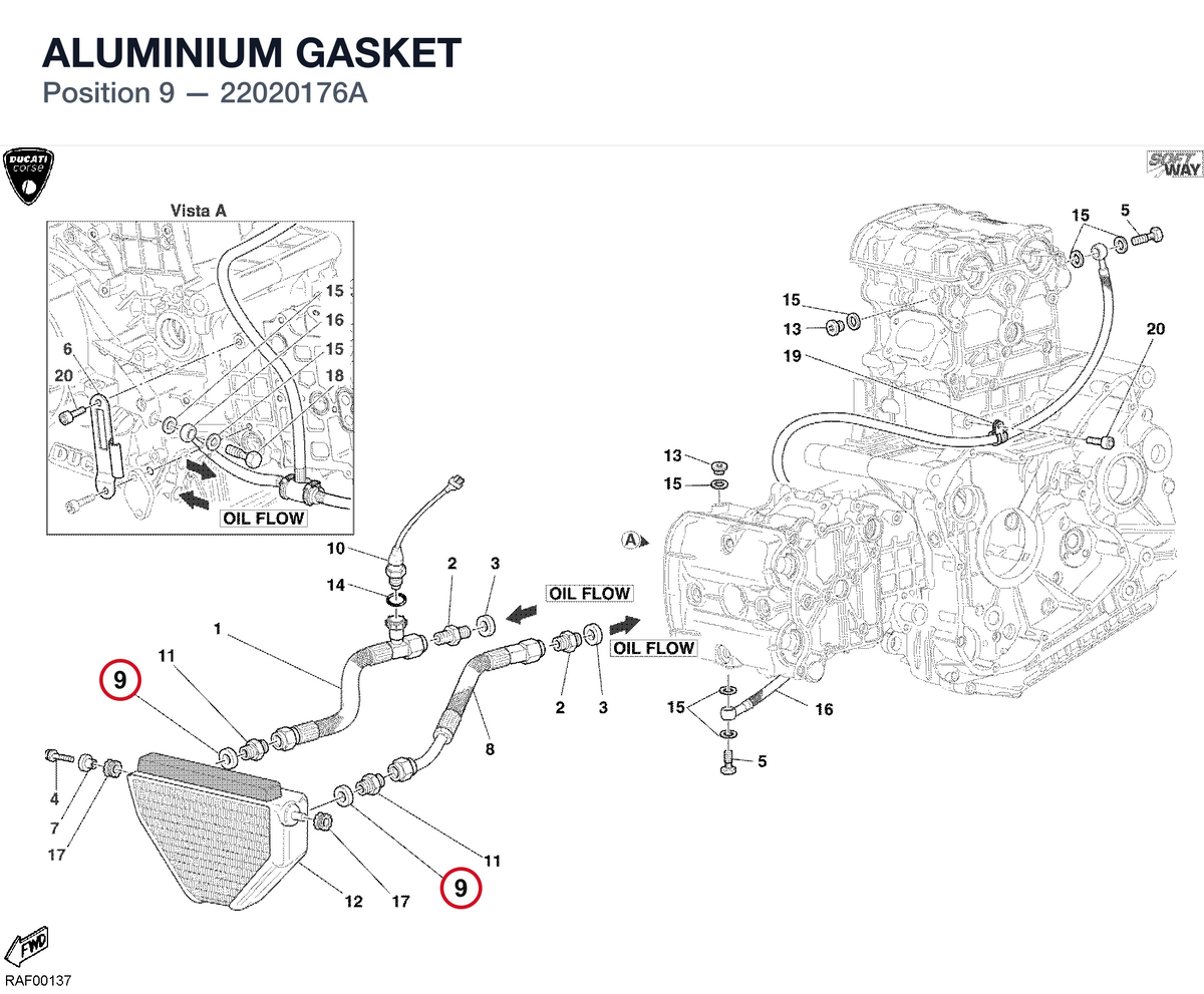 ALUMINIUM GASKET 22020176A diagram position
